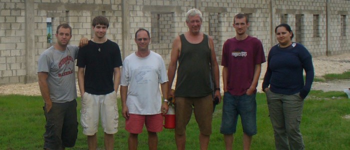 Paul Bosela and Norbert Delatte volunteer with Engineers Without Borders Cleveland State University Student Chapter in the construction of a school/hurricane shelter in Belize