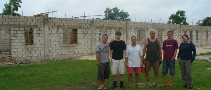 Paul Bosela and Norbert Delatte volunteer with Engineers Without Borders Cleveland State University Student Chapter in the construction of a school/hurricane shelter in Belize